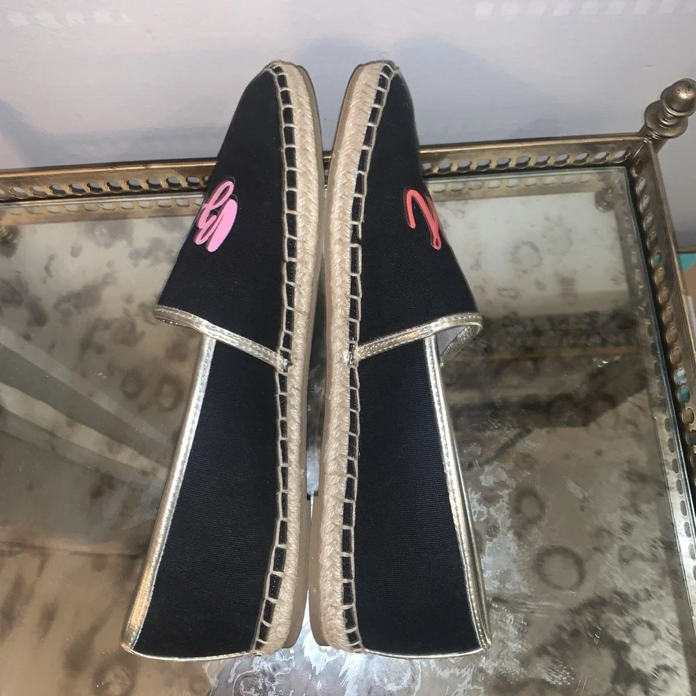 Circus by Sam Edelman Womens Espadrille Flats 9M Black Beach Babe Canvas Leather